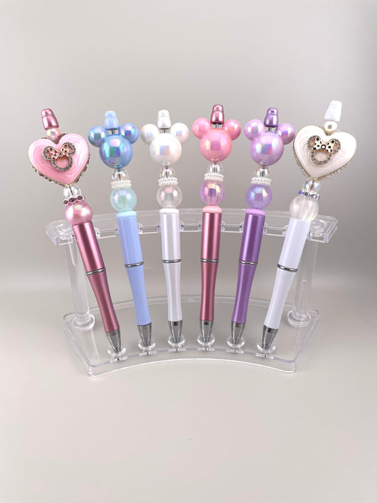 Pearl Mouse Head Pen | Pearl Pens | Focal Pens | Delatreasures | Glitter Pens | Mouse Head Pen | Beadable Pens | Coquette