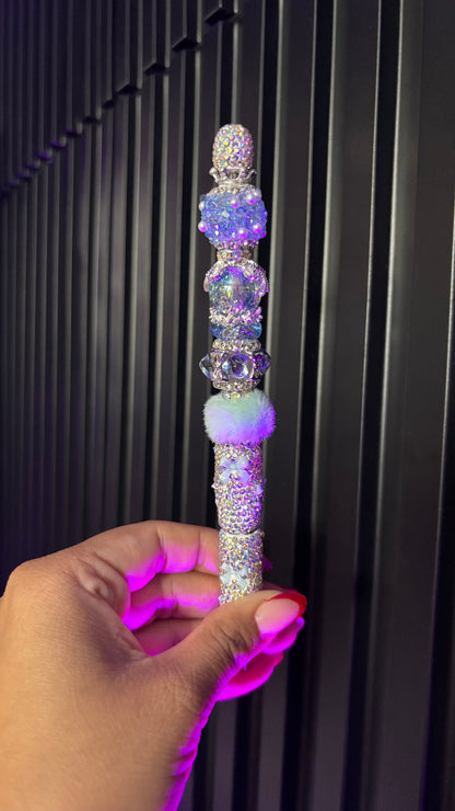 Beadable Blue Bow Bling Pen