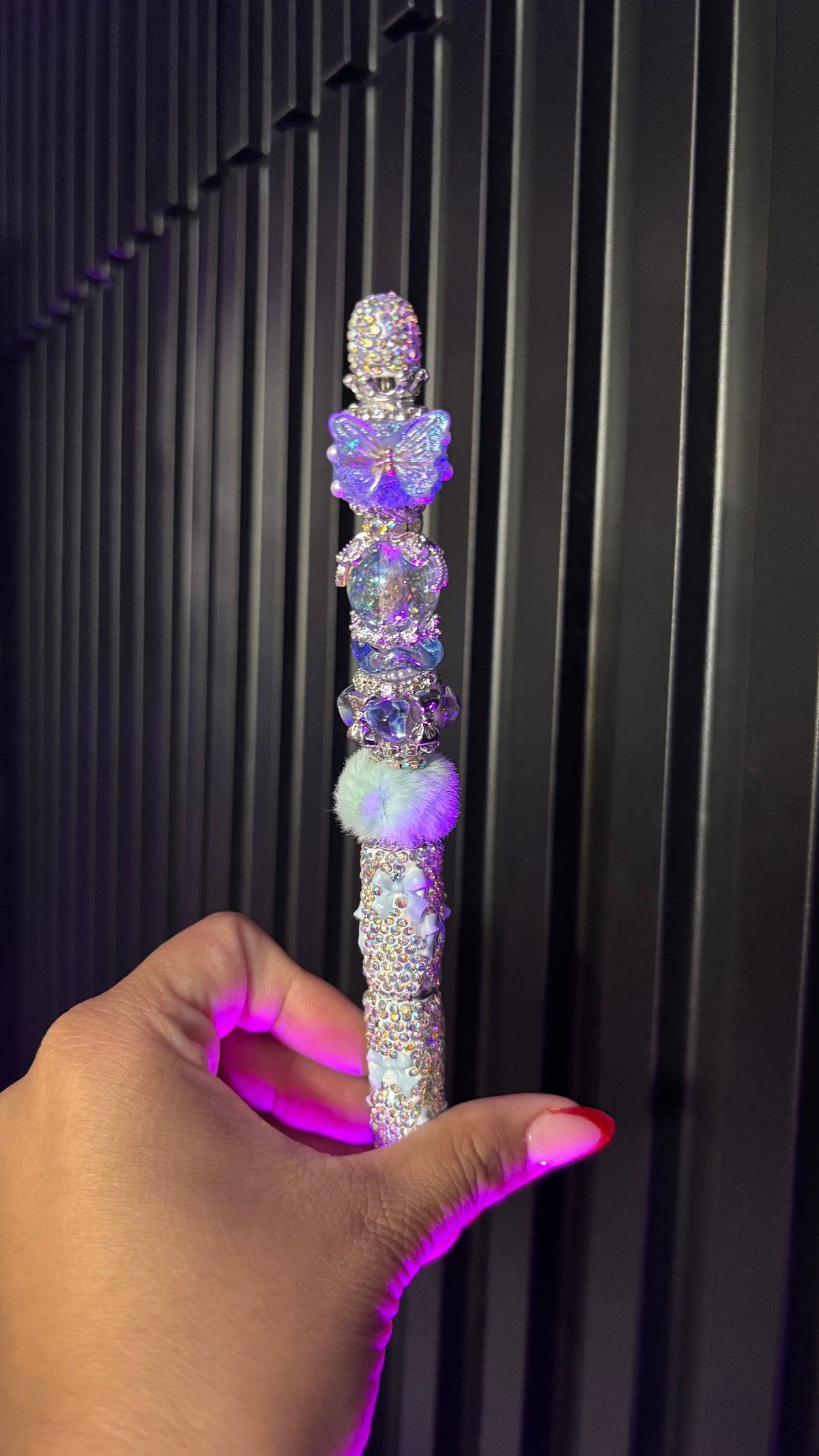 Beadable Blue Bow Bling Pen
