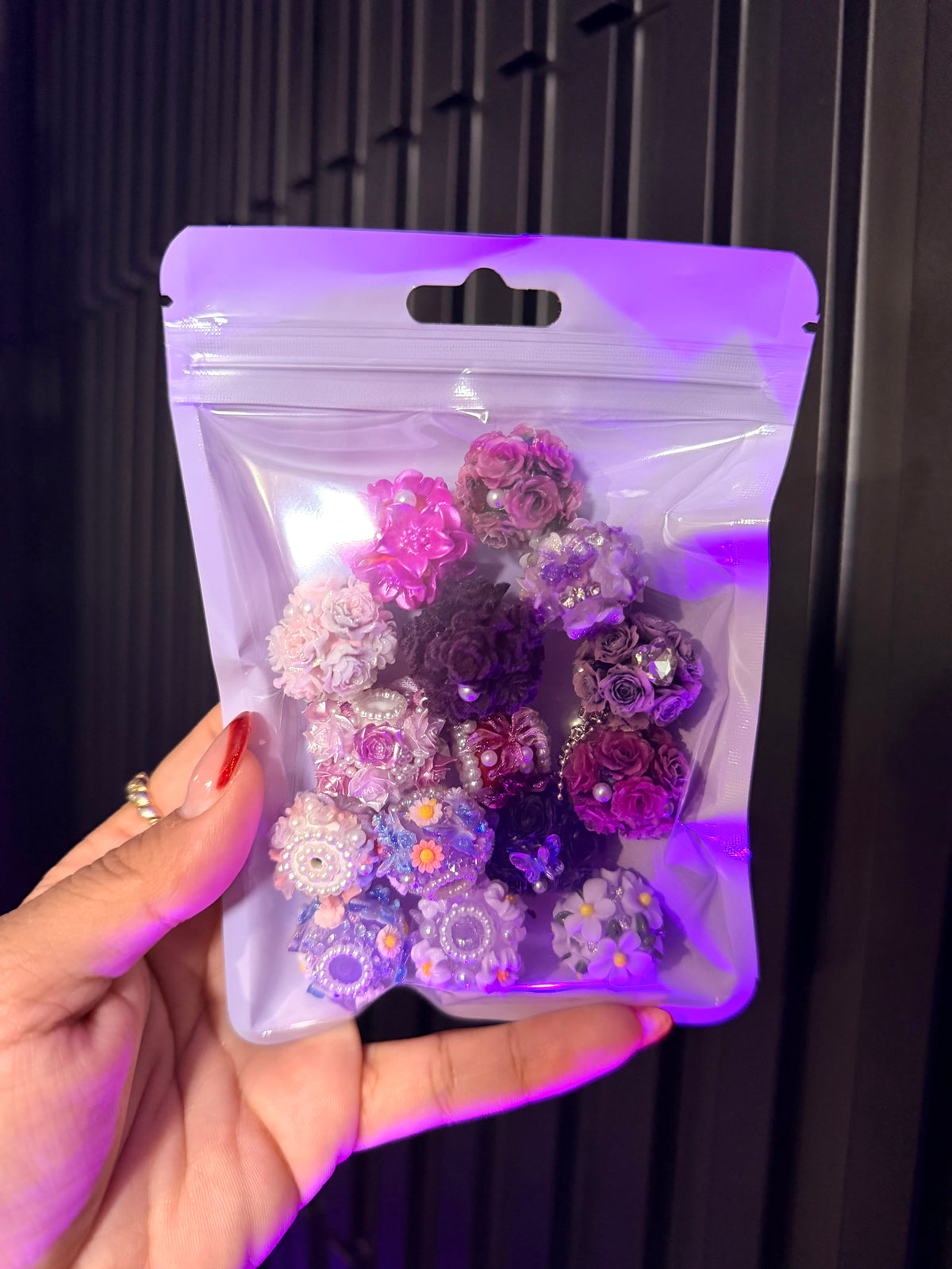 Purple Flower Bead Mix