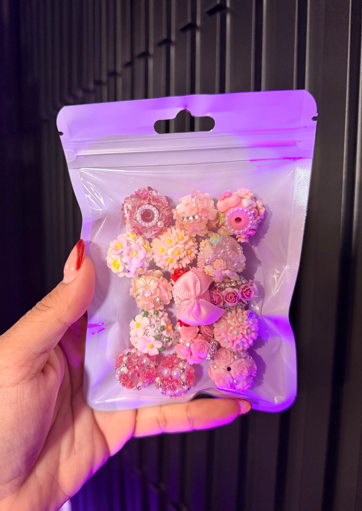 Pink Flower Bead Mix