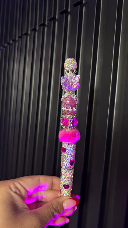 Beadable Majenta Heart Bling Pen