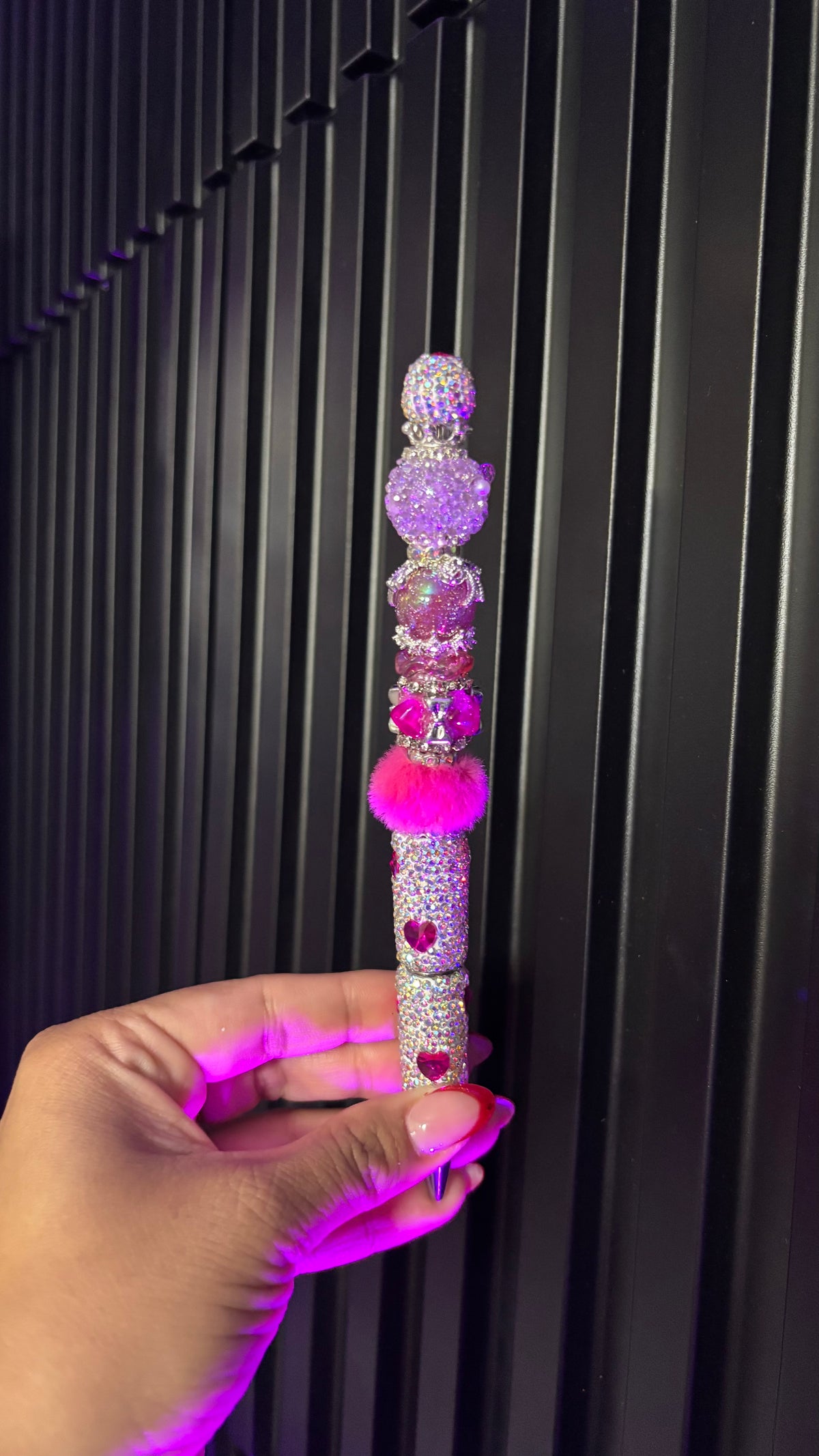 Beadable Majenta Heart Bling Pen