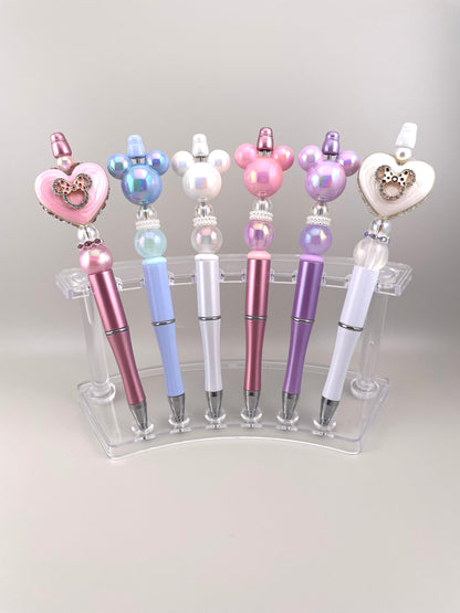 Pearl Mouse Head Pen | Pearl Pens | Focal Pens | Delatreasures | Glitter Pens | Mouse Head Pen | Beadable Pens | Coquette